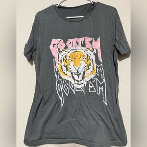 Graphic Gray T-Shirt with Tiger Print